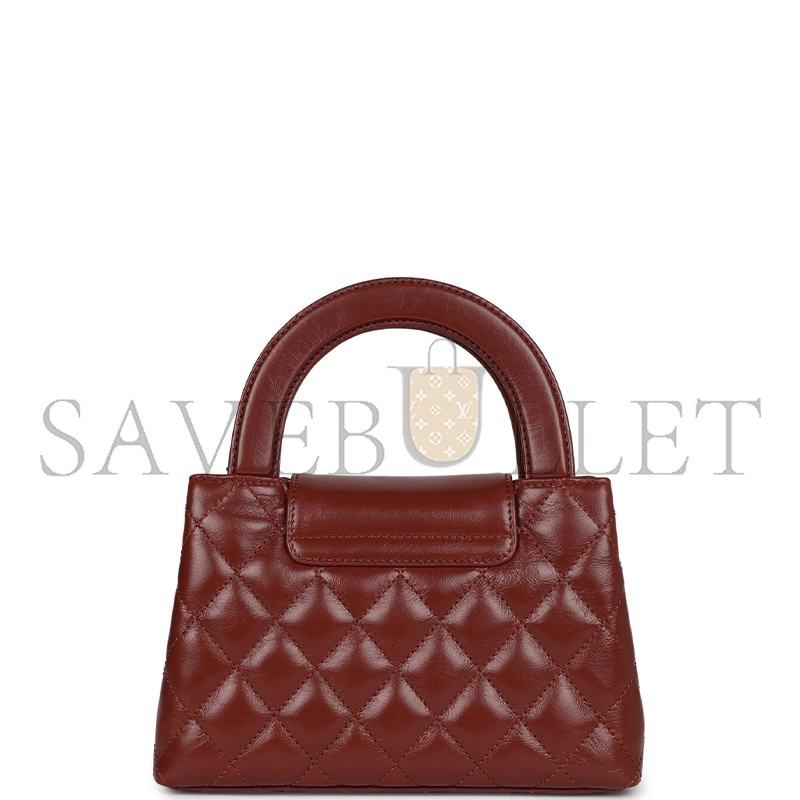 Ch*el brown quilted calfskin mini kelly brushed gold hardware as4416 (19*13*7cm)